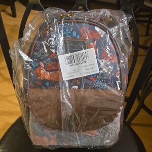 Disney Loungefly Bambie Blue and Brown Floral Backpack